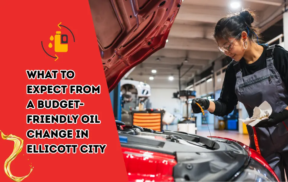 Woman doing oil change for car