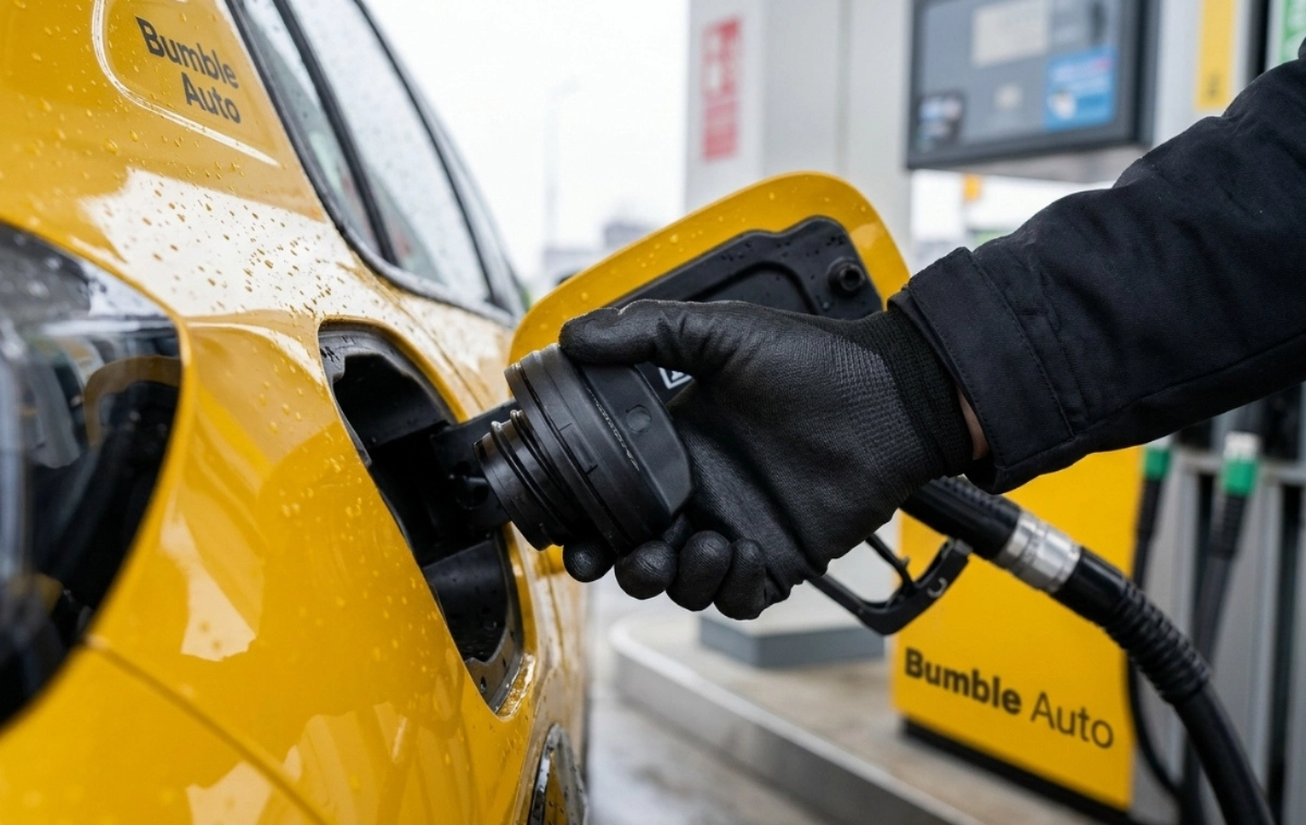 A secure fuel cap being tightened on a car