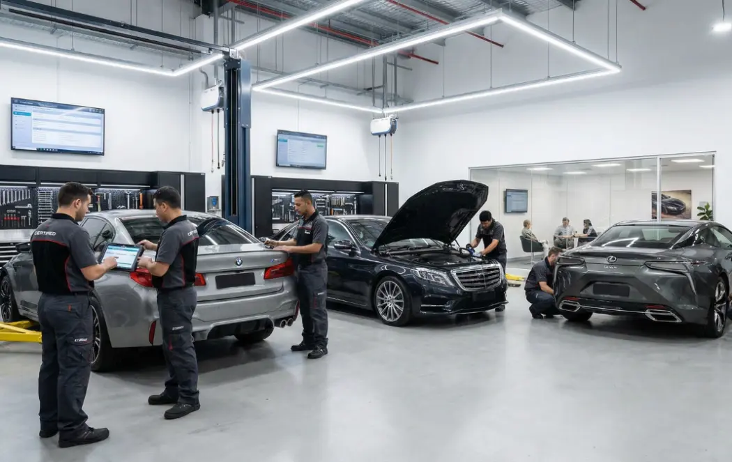 Auto service center close-up