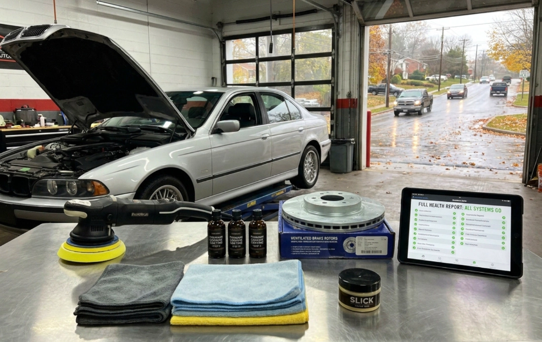 A professional used car restoration checklist visual.