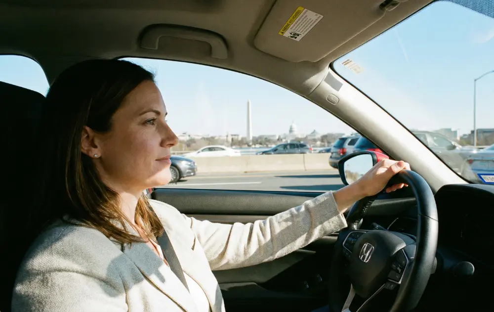 Woman driving with peace of mind