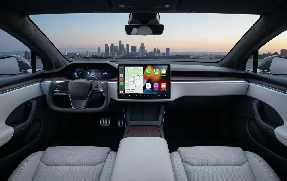 Modern car interior showcasing Apple CarPlay
