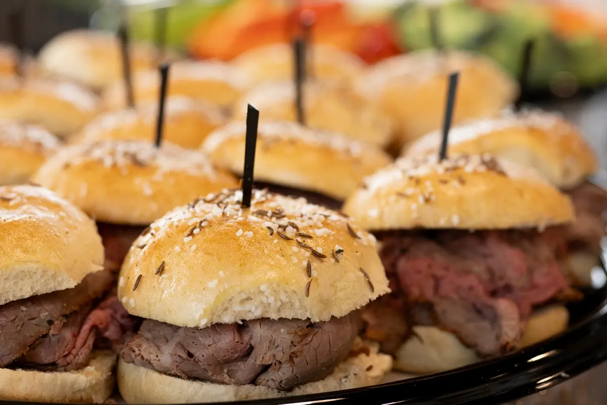 Beef on weck sliders from Kevins Catering served at the Drive for a Cure event at Certified AutoBrokers in Grand Island NY