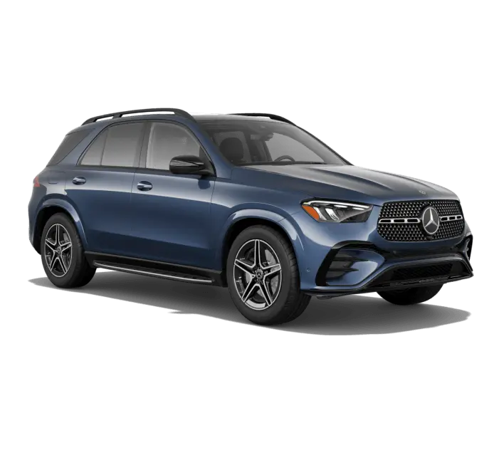 26 Mercedes-Benz GLE 350 4MATIC SUV in Twilight Blue in three quarter.