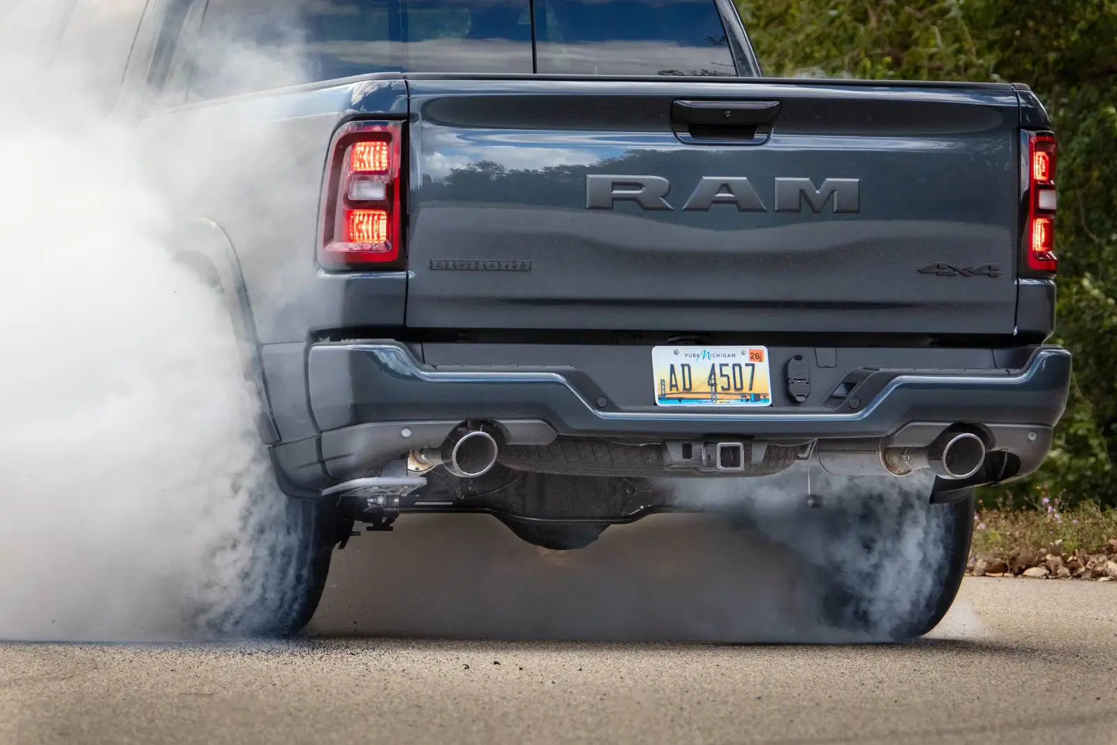 A ram truck burning out.