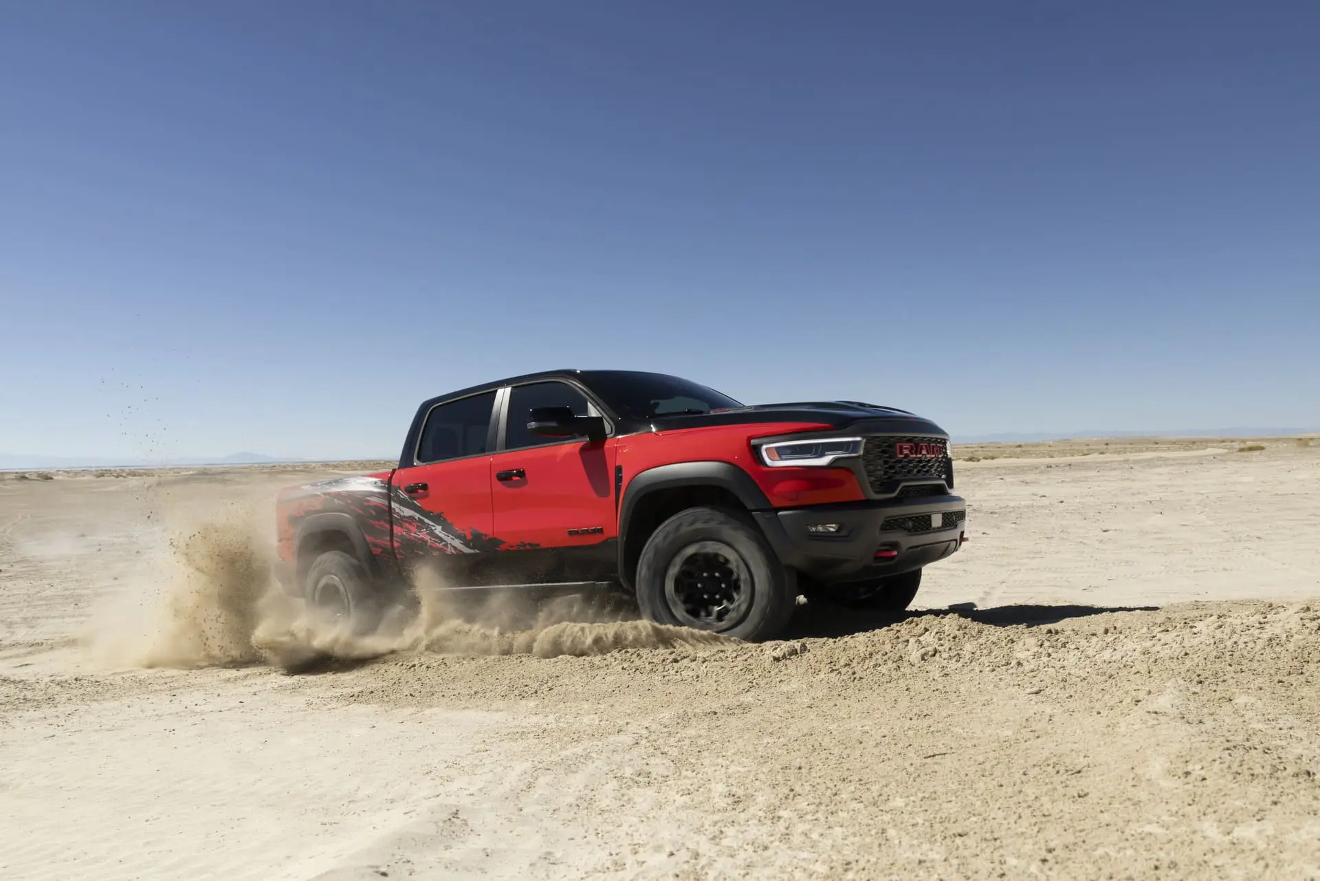 A ram 1500 driving off-road.