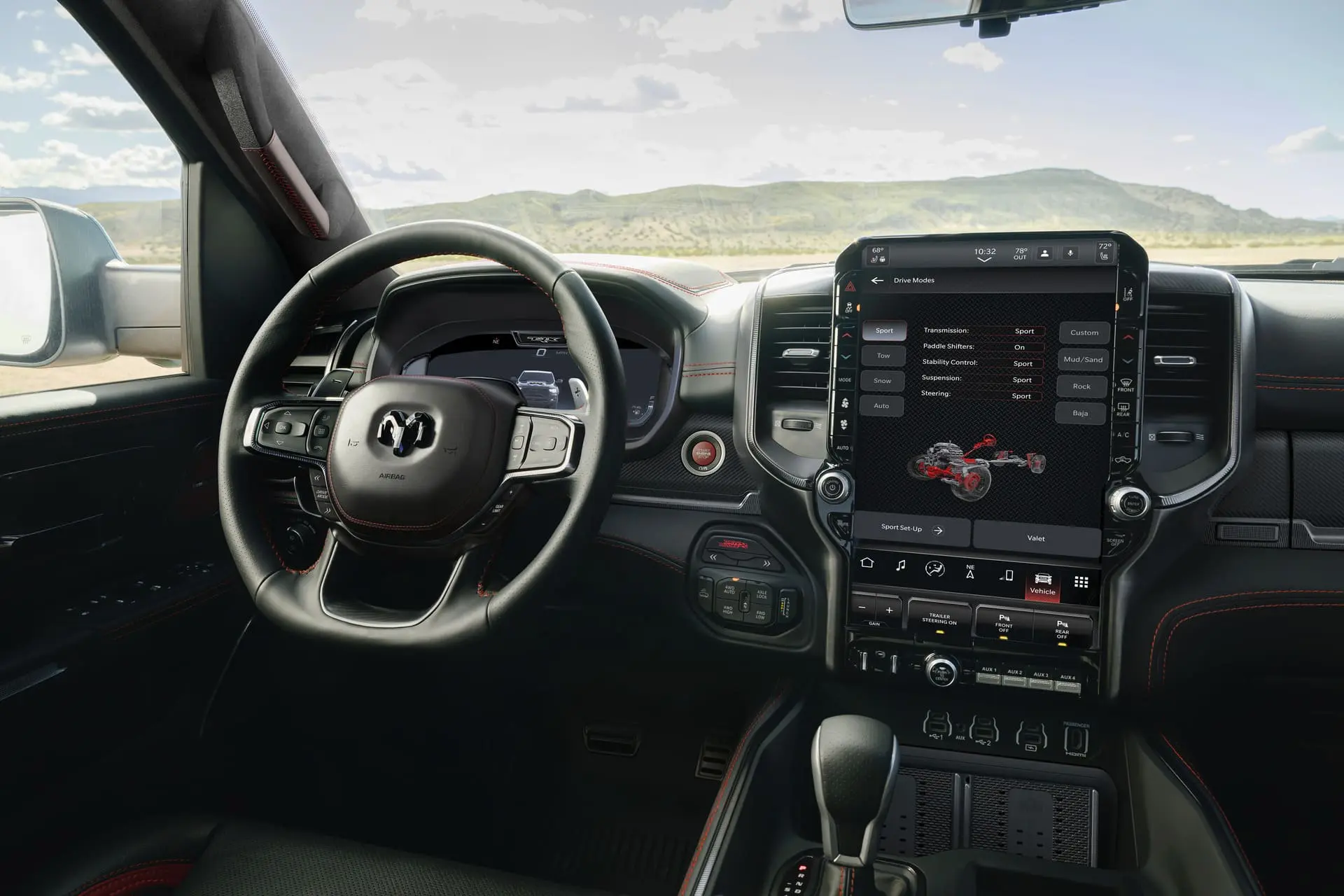 The front dash of a ram 1500.