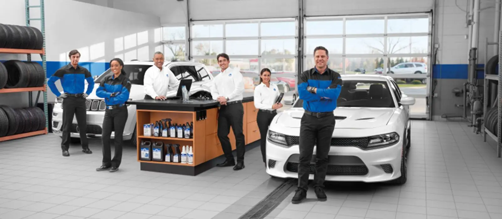mopar team shot in a dealership