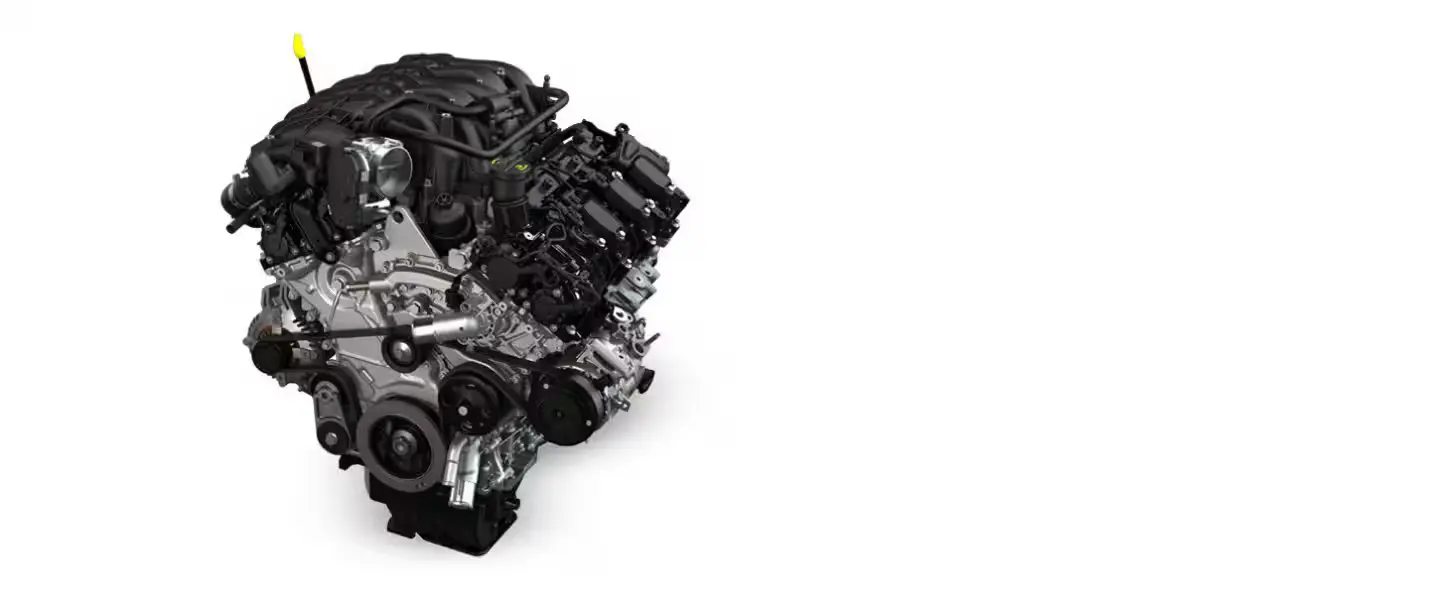 The engine of a jeep grand cherokee.