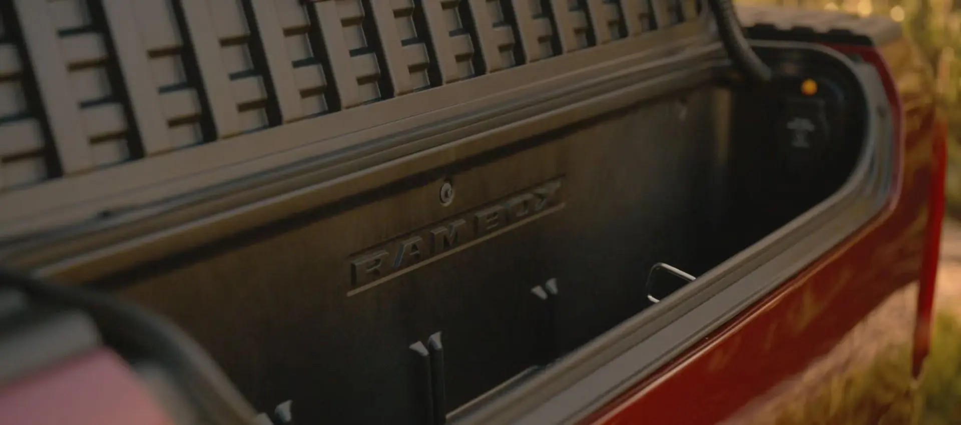 2025 ram 1500 ram box cargo management system open.