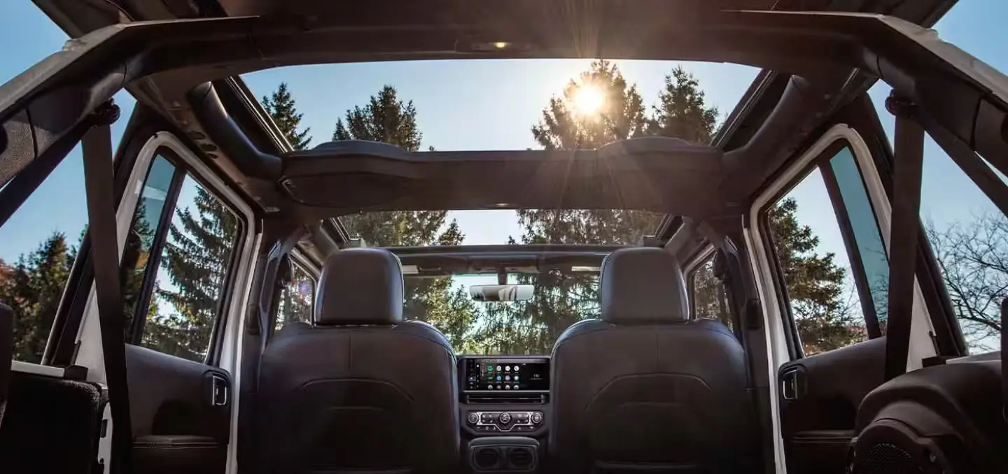 Interior of a jeep wrangler .