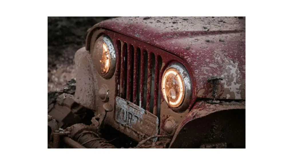 A Muddy Jeep Wrangler