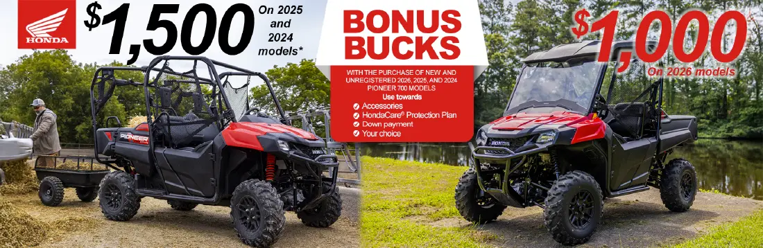 Honda Bonus Bucks - UTVs