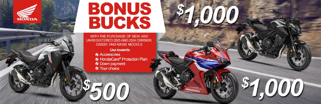 Honda Bonus Bucks - Motorcycles