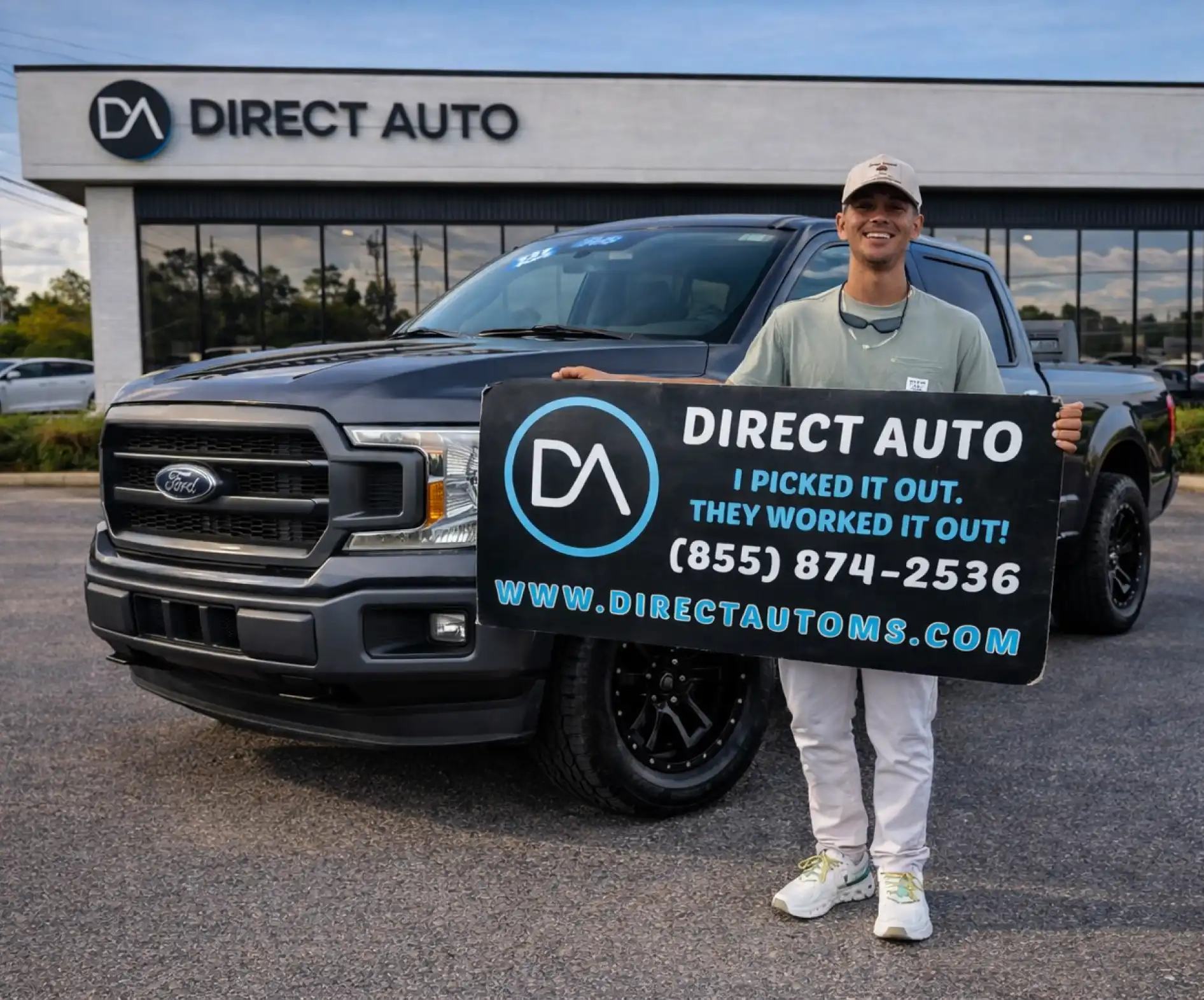 Direct Auto Customer with new ford pickup truck