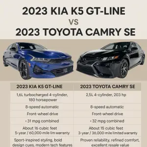 Kia K5 GT-Line vs. Toyota Camry SE — Quick Spec Snapshot