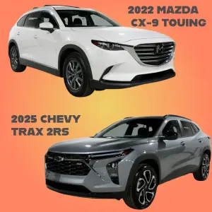 2022 Mazda CX-9 Touring vs 2025 Chevrolet Trax 2RS: Which SUV Is Right for You?