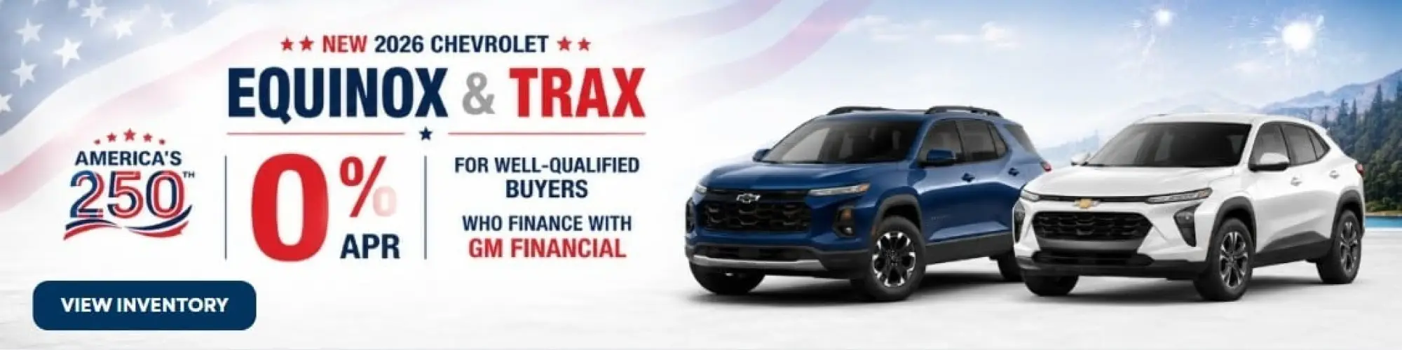 New 2026 Chevrolet Equinox and Trax 0% APR offer