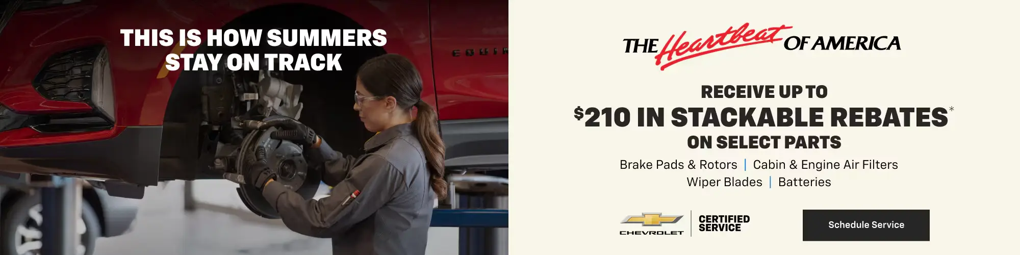 Service rebates on select Chevrolet parts