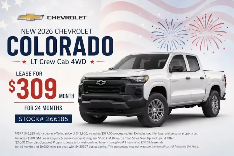 New 2026 Chevrolet Colorado lease offer