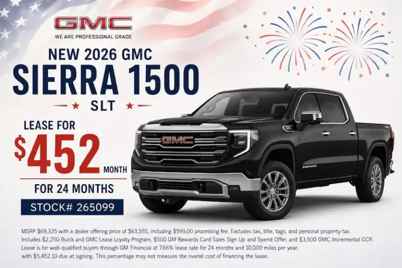 New 2026 GMC Sierra 1500 lease offer