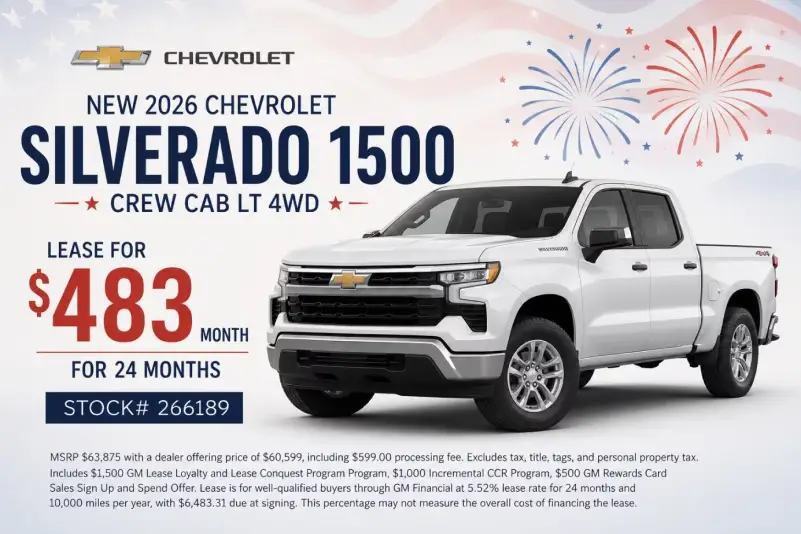 New 2026 Chevrolet Silverado 1500 lease offer