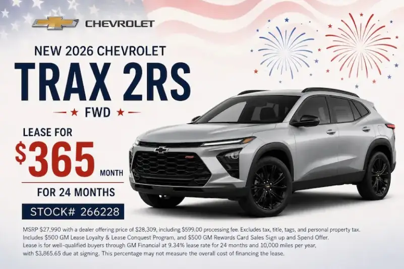 New 2026 Chevrolet Trax lease offer