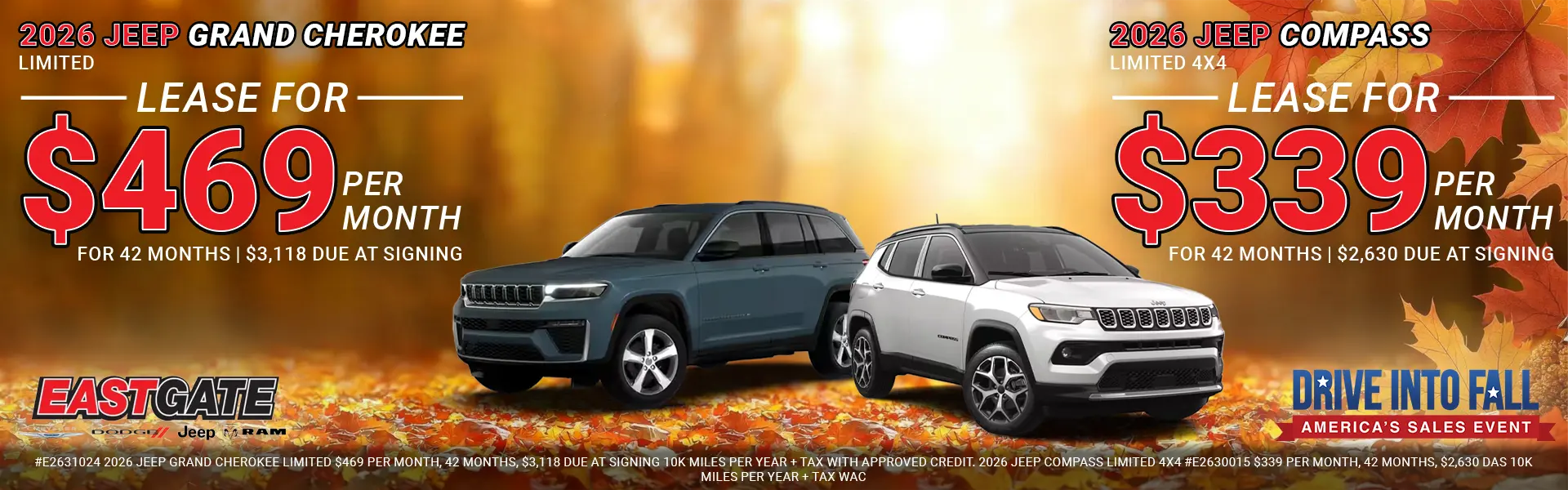 Jeep Grand Cherokee and Jeep Compass Lease