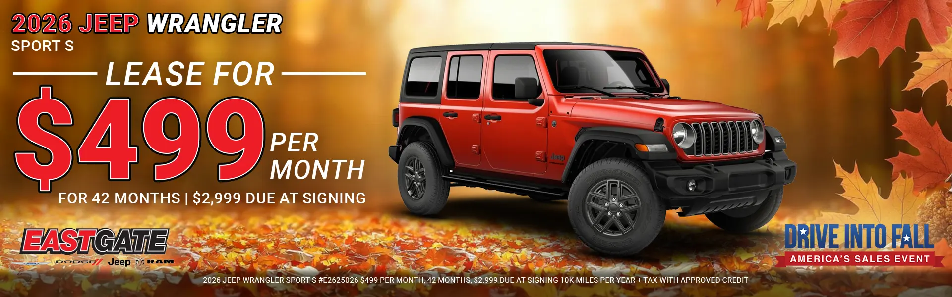 Lease a Jeep Wrangler Sport S from $499/month