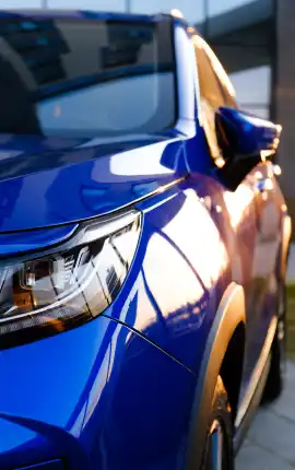 Blue car side view