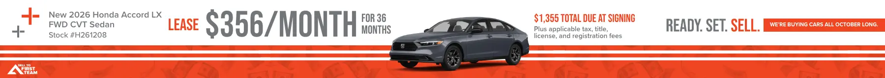First Team Honda October 2026 Accord LX Offer