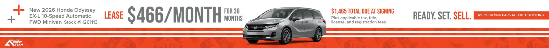 First Team Honda October 2026 Odyssey EX-L Offer