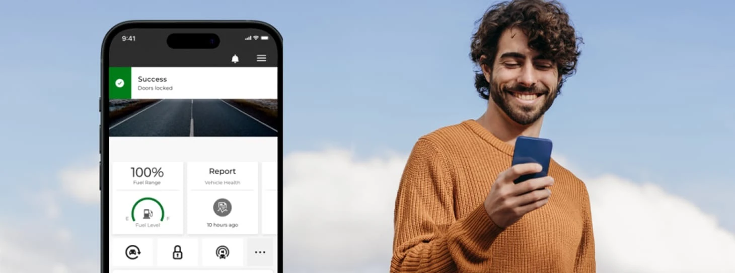 Driver using vehicle app with connected service features