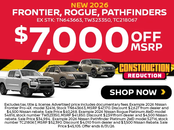 New 2026 Frontier, Rouge, Pathfinders