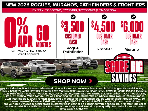 New 2026 Rogues, Muranos, Pathfinders & Frontiers For Sale Near Me in Tomball, TX