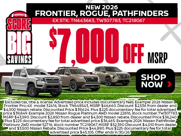 New 2026 Frontier, Rouge, Pathfinders For Sale in Tomball, TX