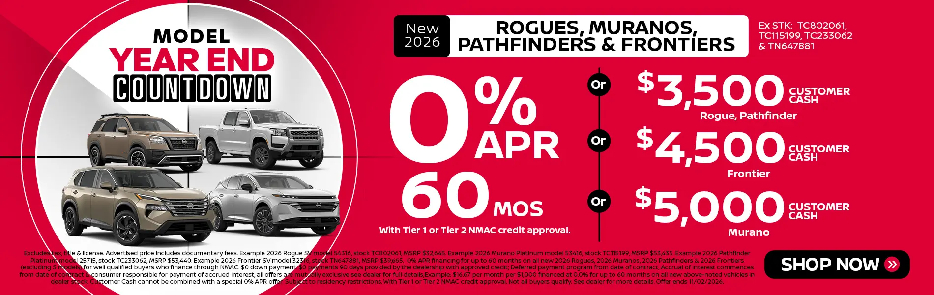 New 2026 Rogues, Muranos, Pathfinders & Frontiers For Sale Near Me in Tomball, TX