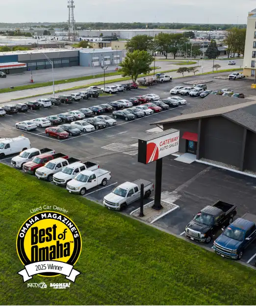 Gateway Auto dealership lot with wide selection of used vehicles.