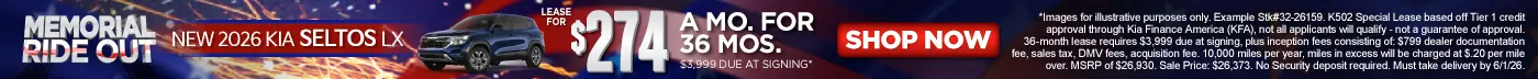 New 2026 Kia Seltos LX "Lease for $274/mo for 36 months $3,999 due at signing*"