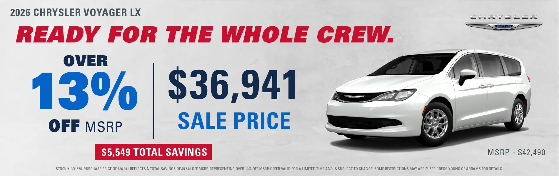 2026-09-30 - OVER 13% OFF MSRP - $36,941 SALE PRICE