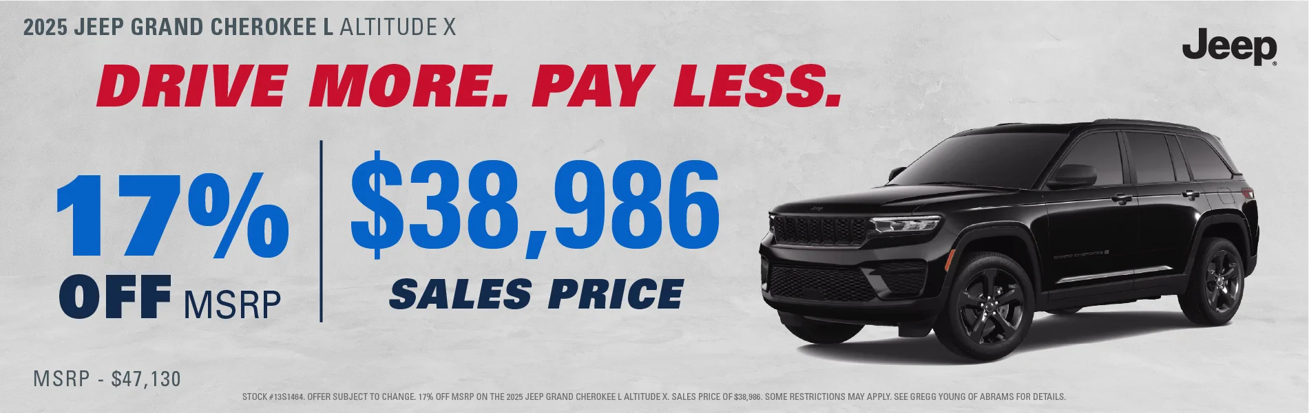 "17% OFF MSRP - $38,986 SALES PRICE (make sales price text a little smaller)  "