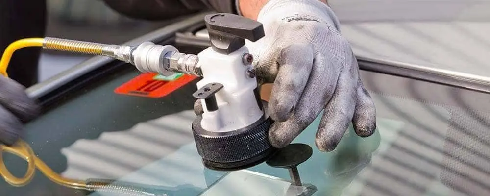 Cracked Windshield being Repaired