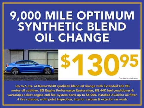 9,000 Mile Optimum Synthetic Blend Oil Change