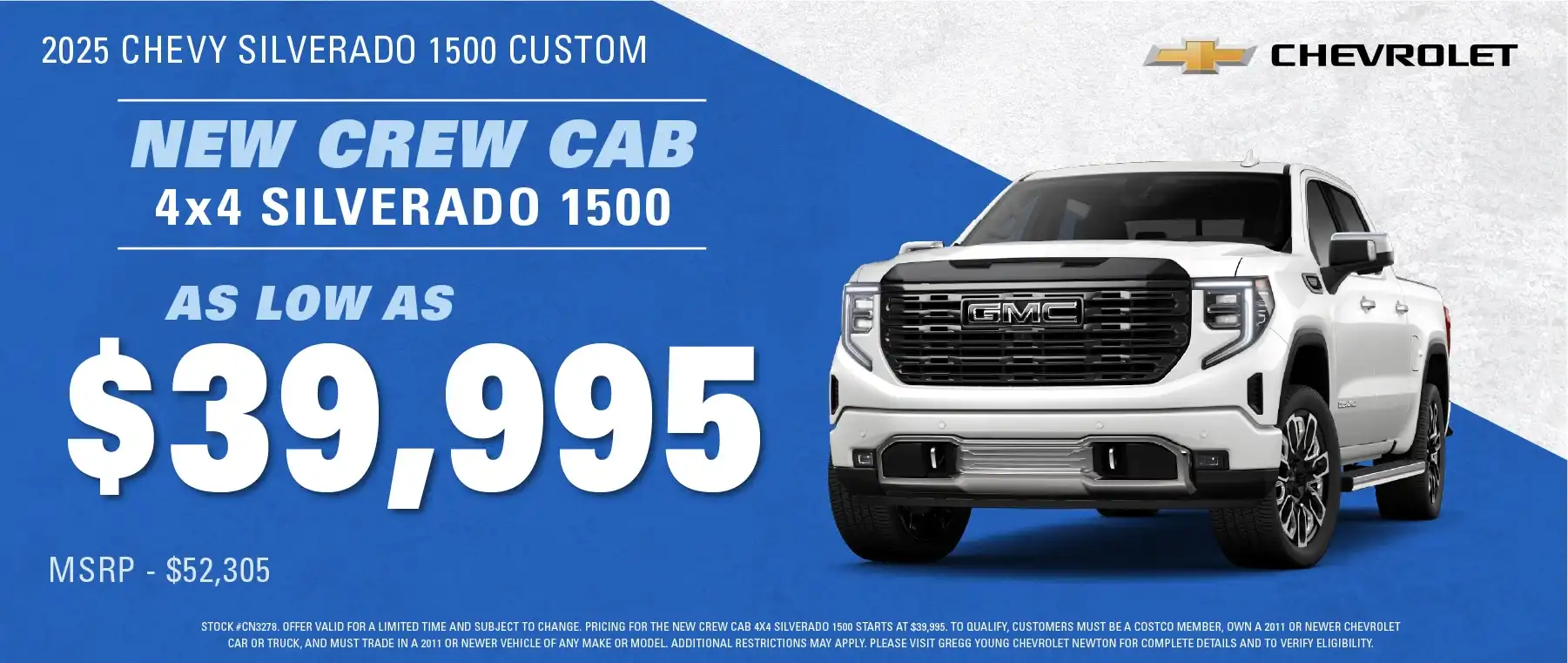 NEW CREW CAB 4X4 SILVERADO 1500 AS LOW AS $39,995