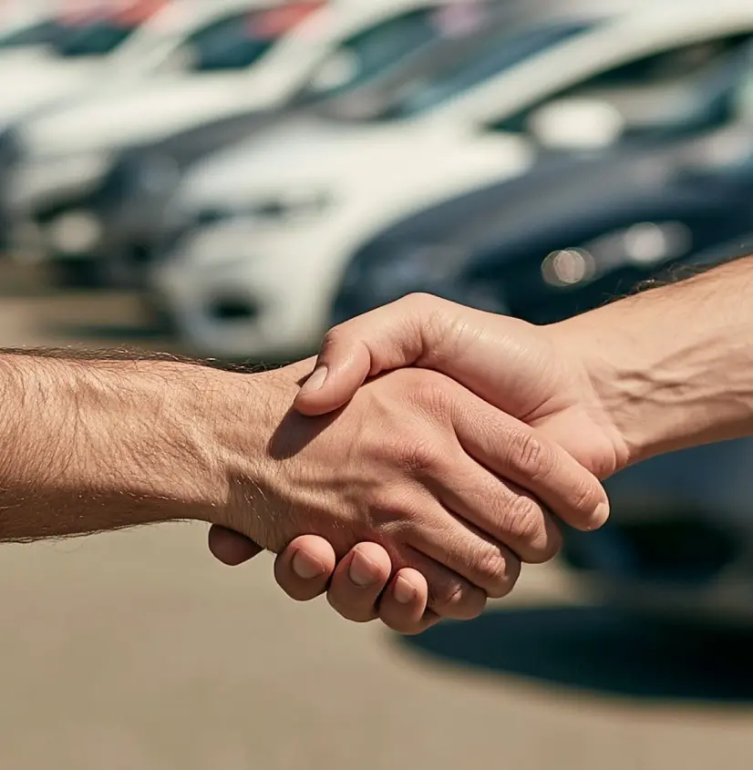 Customer handshake on the lot at Hayes Motor Company in Lubbock, TX