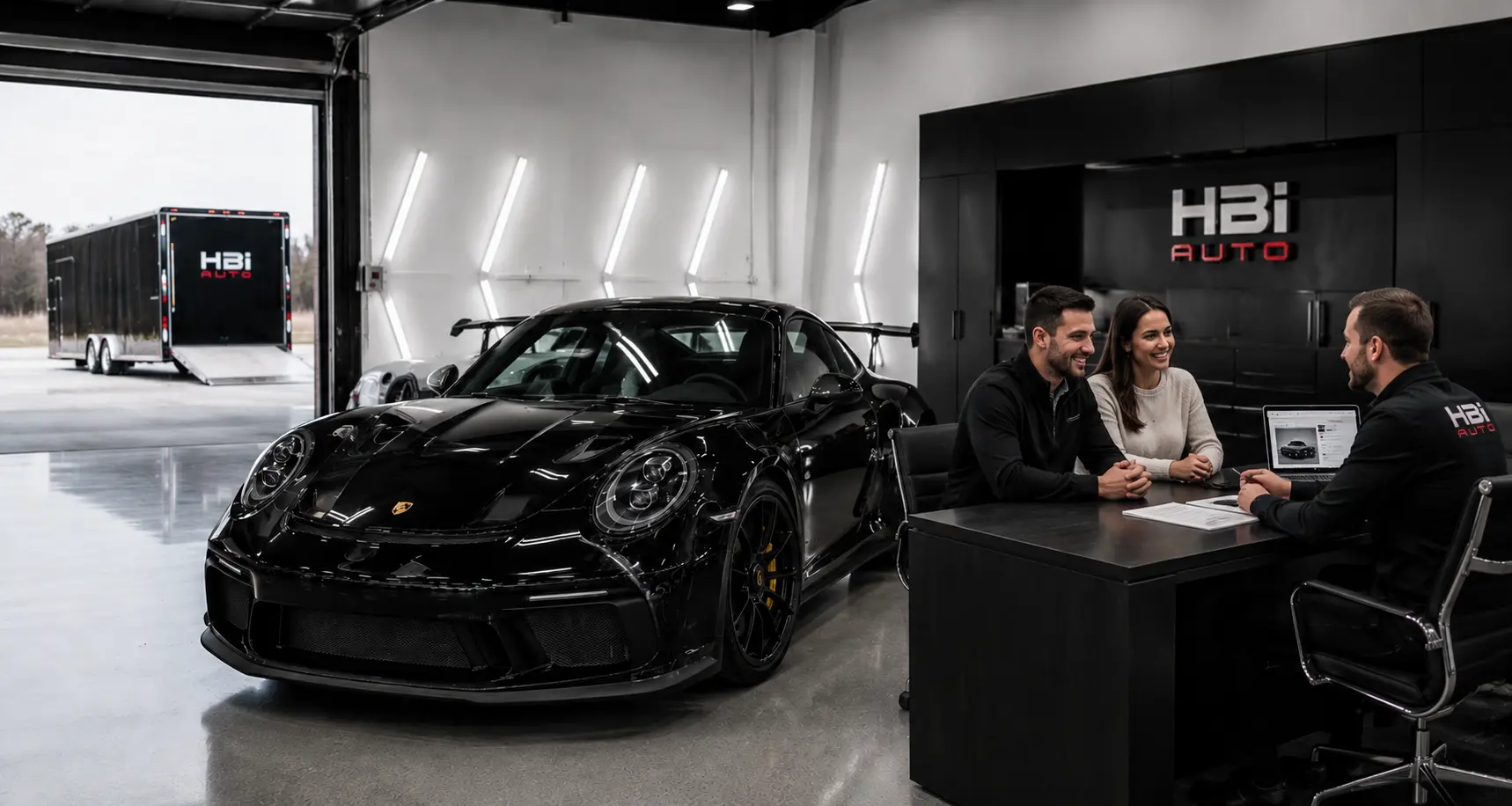 HBi Auto client discussing Porsche and exotic vehicle financing