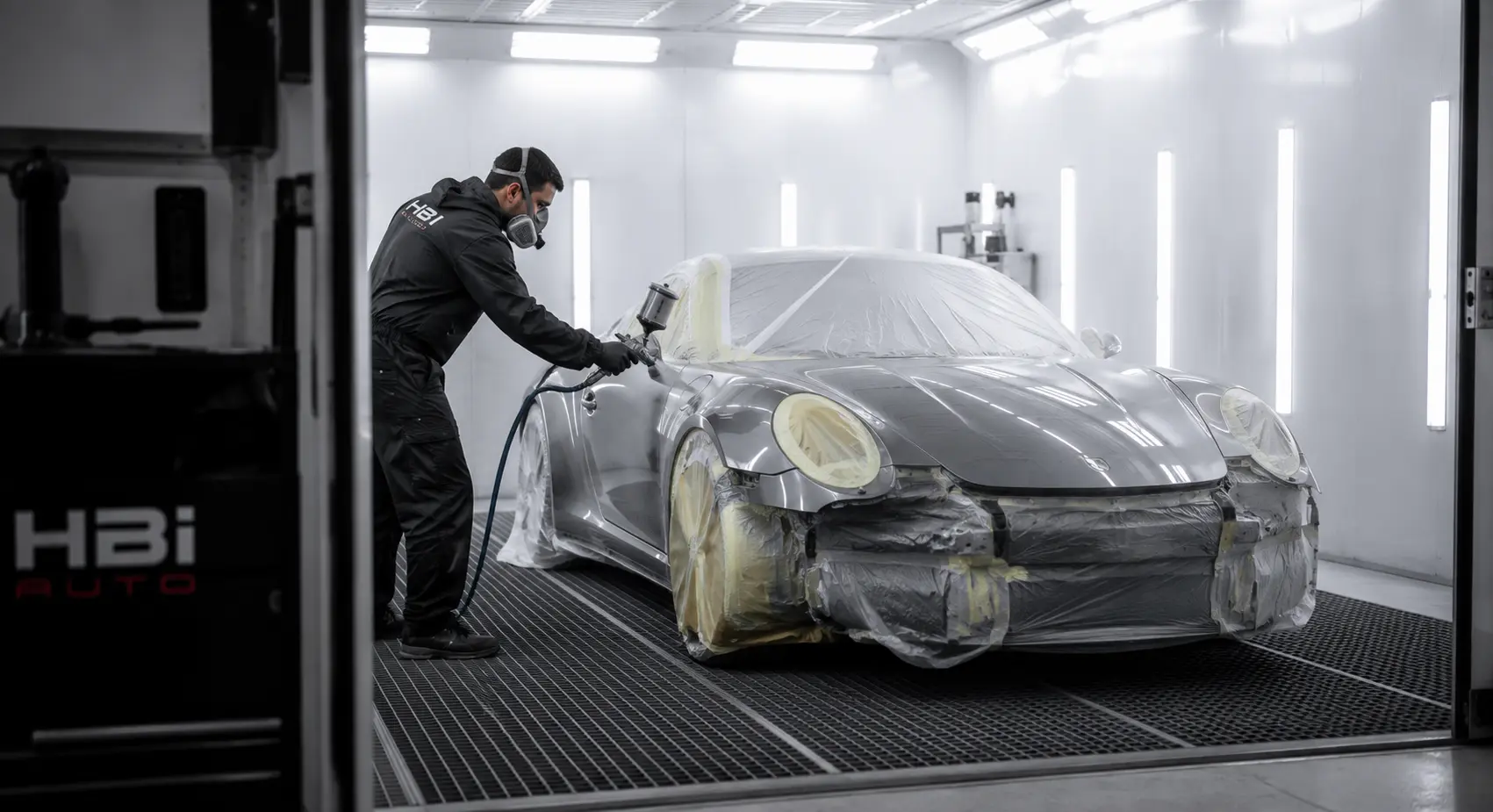 HBi Auto painter refinishing an exotic vehicle