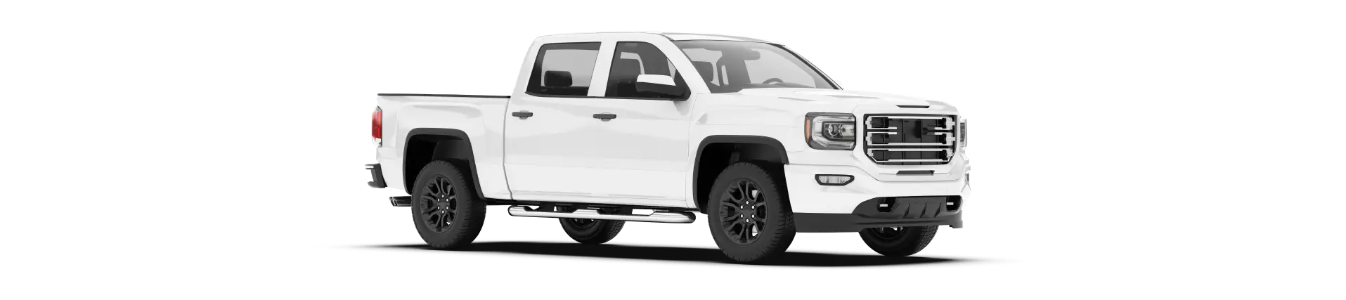 White crew cab pickup truck on a clean background