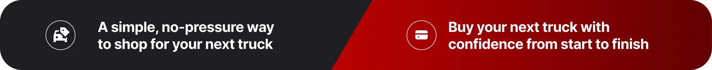 Promotional banner about easy truck shopping and confident financing from start to finish.