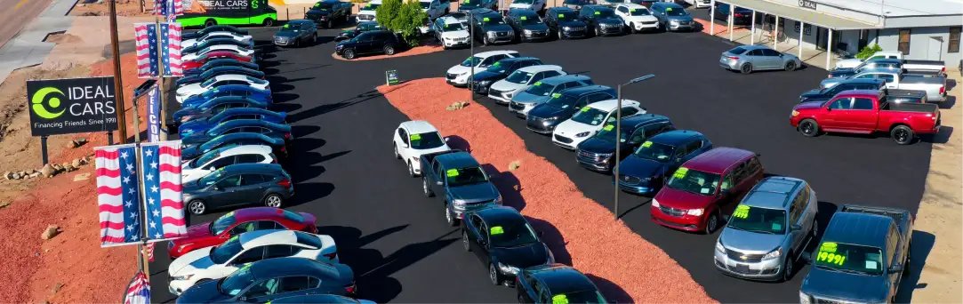 Used car dealership exterior storefront Ideal Cars East Mesa